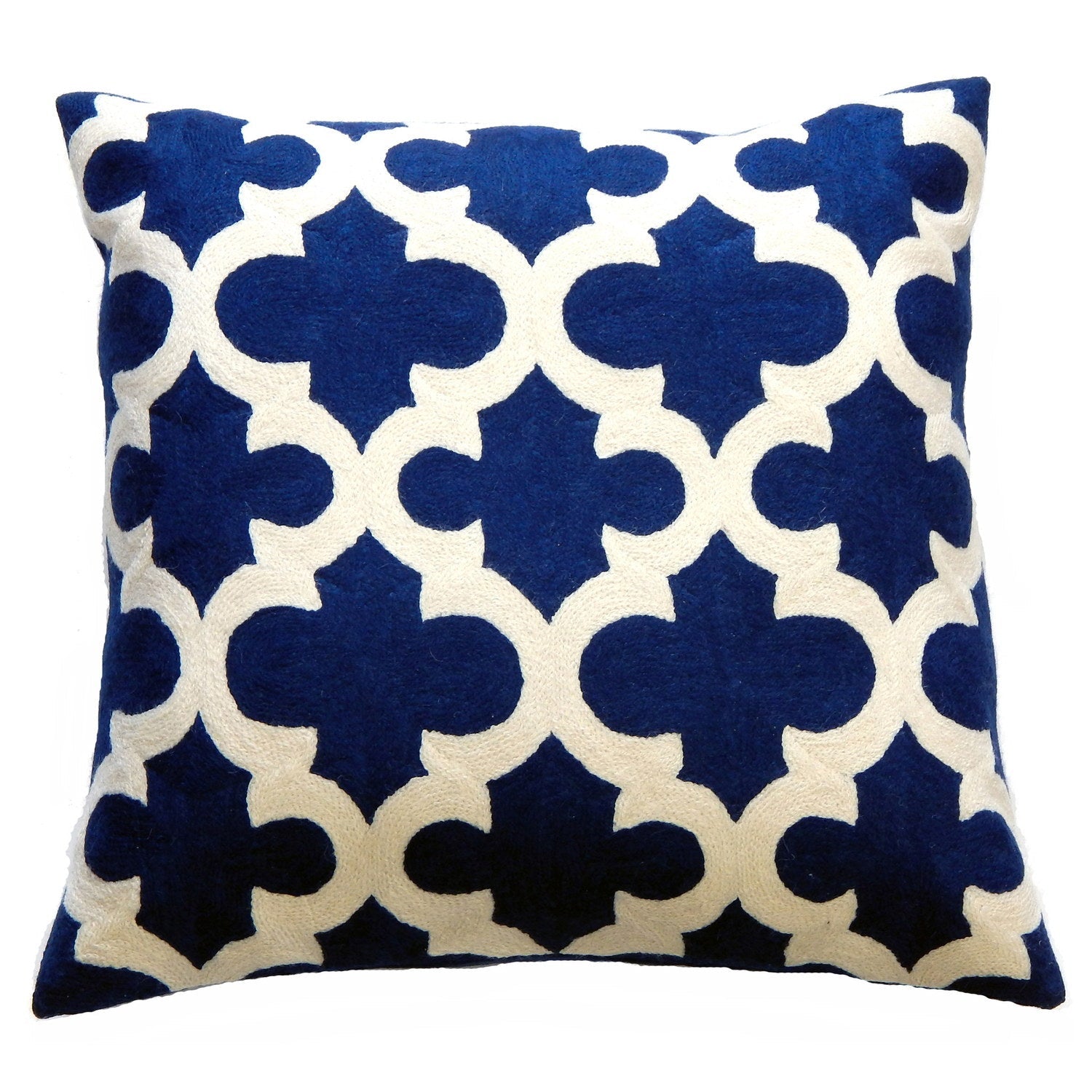 Crewel Cotton Cushion TAJ Blue/White #_shape=Square