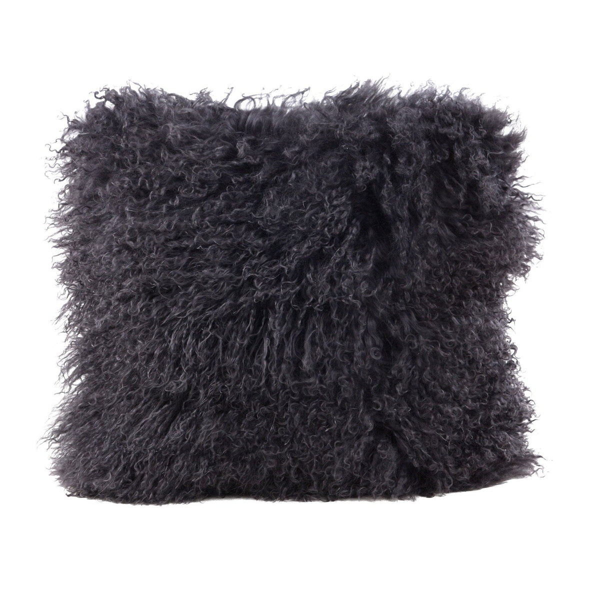 Longwool Tibetan Lamb Cushion Tibetan Sheepskin Charcoal #_shape=Square