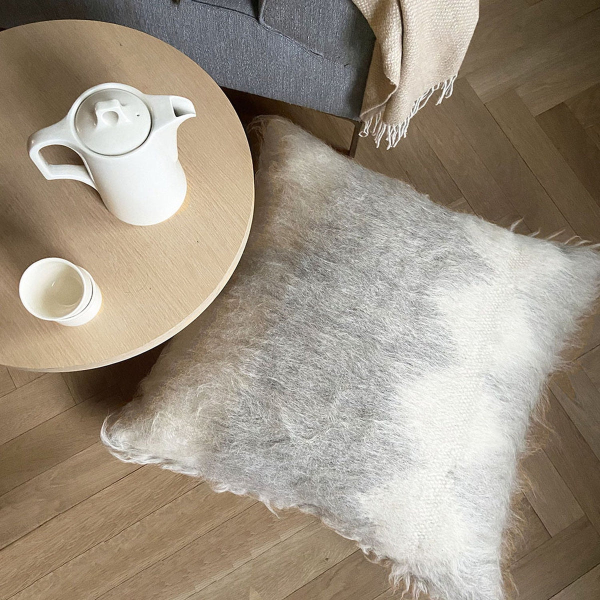 Wool Cushion Torrey 90cm Grey/White 2