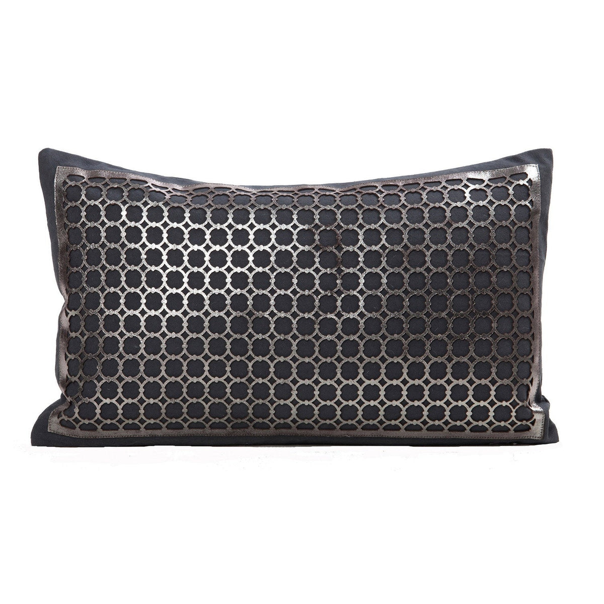 Cowhide Cushion Laser Cut Cirque Rectangle 30x50cm Blue #_shape=Square