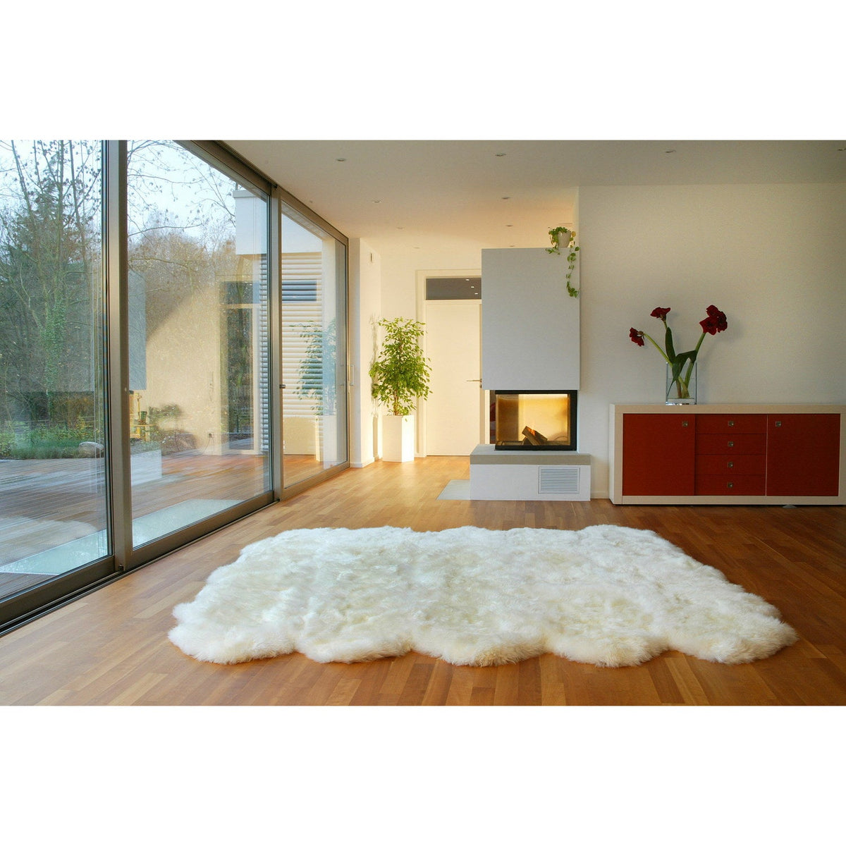Long Wool Sheepskin Rug Decto Ivory 2