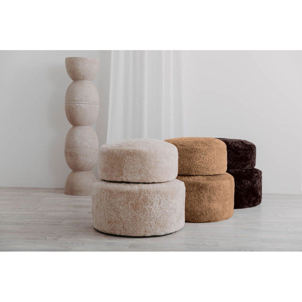 Shorn Curly Sheepskin Ottoman 12x24x24" Butterscotch 2