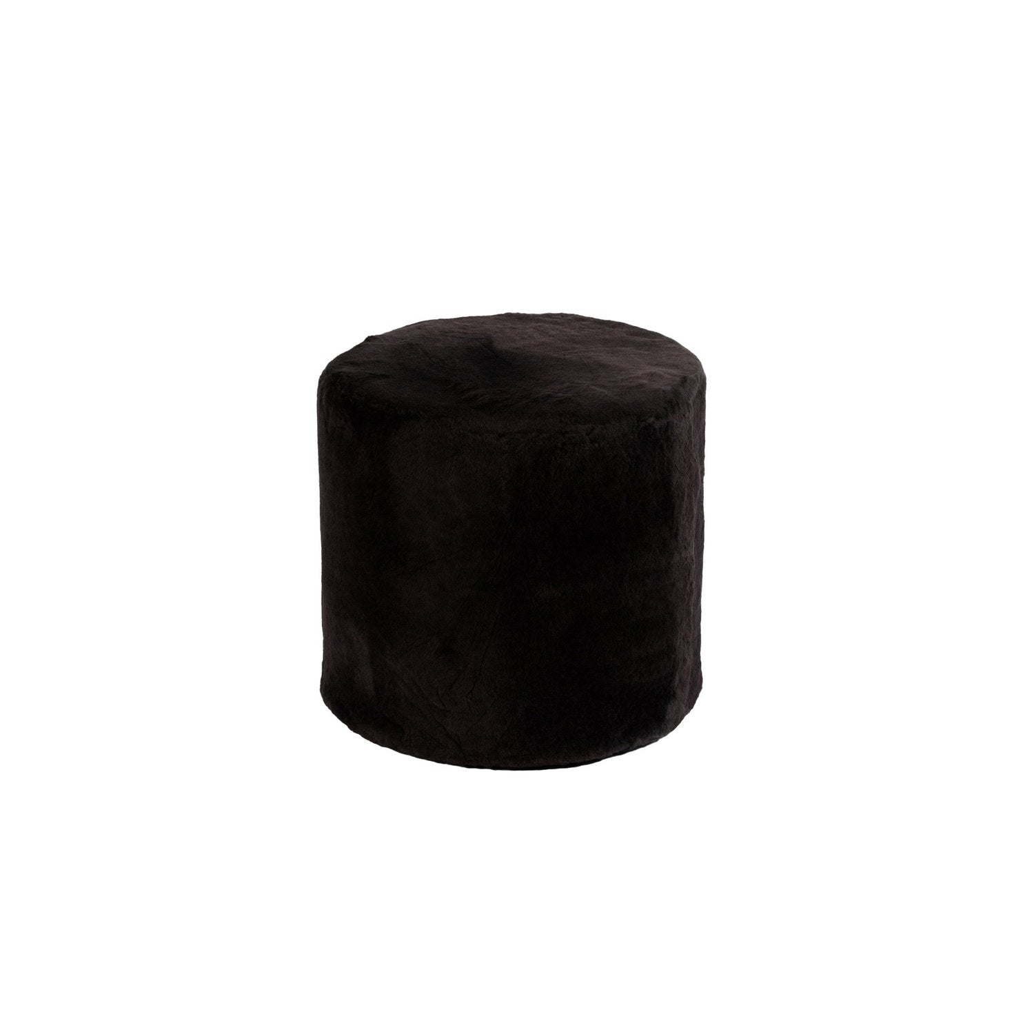 Furniture Tall Ottoman Shearling 40x40cm Black #_shape=Round