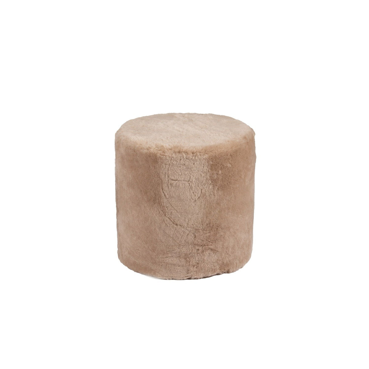 Furniture Tall Ottoman Shearling 40x40cm Oatmeal #_shape=Round