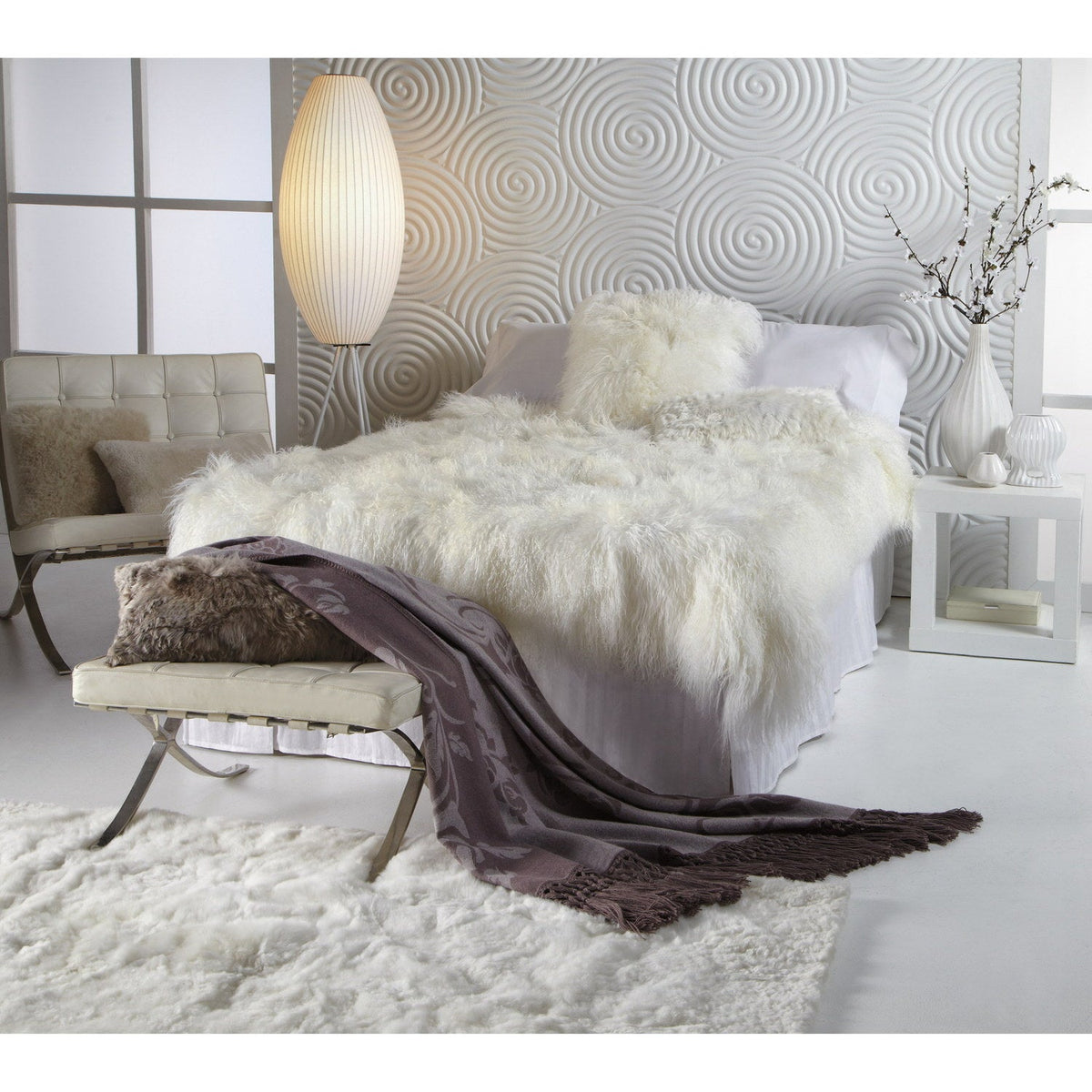 Tibetan Lamb Throw Tibetan Lambskin Ivory 2