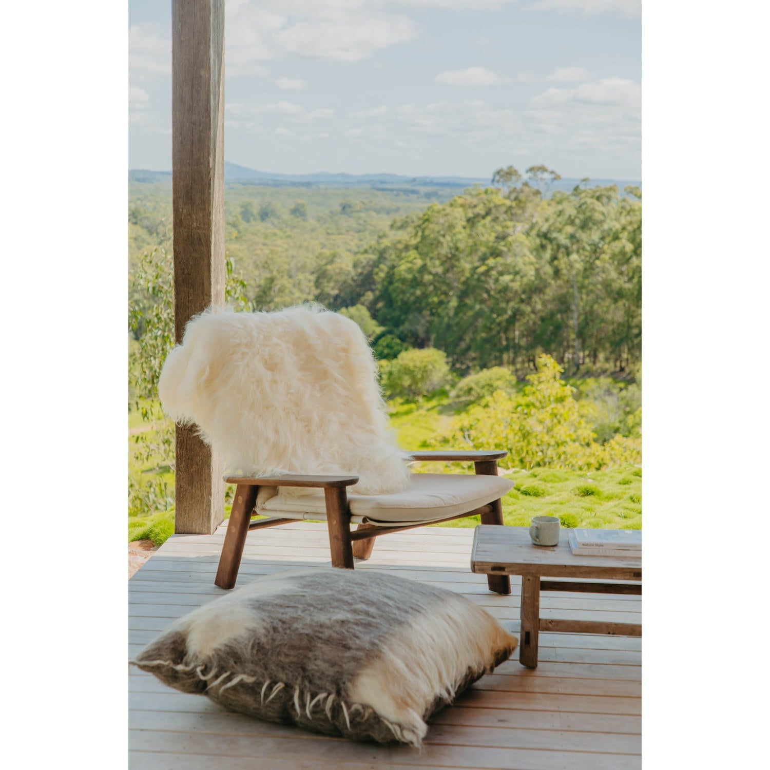 Wool Cushion Torrey 90cm Grey/White 3