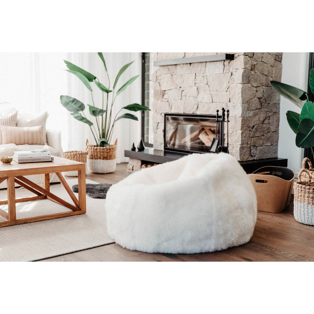 Longwool Sheepskin Beanbag Ivory 3