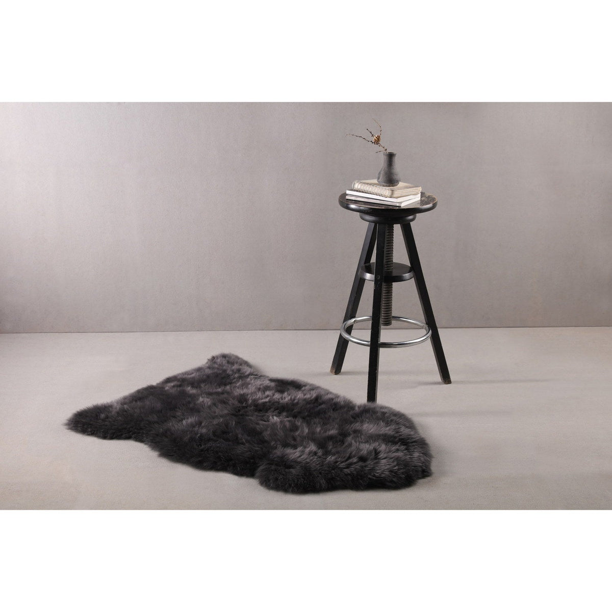 Long Wool Sheepskin Rug Single Steel 2