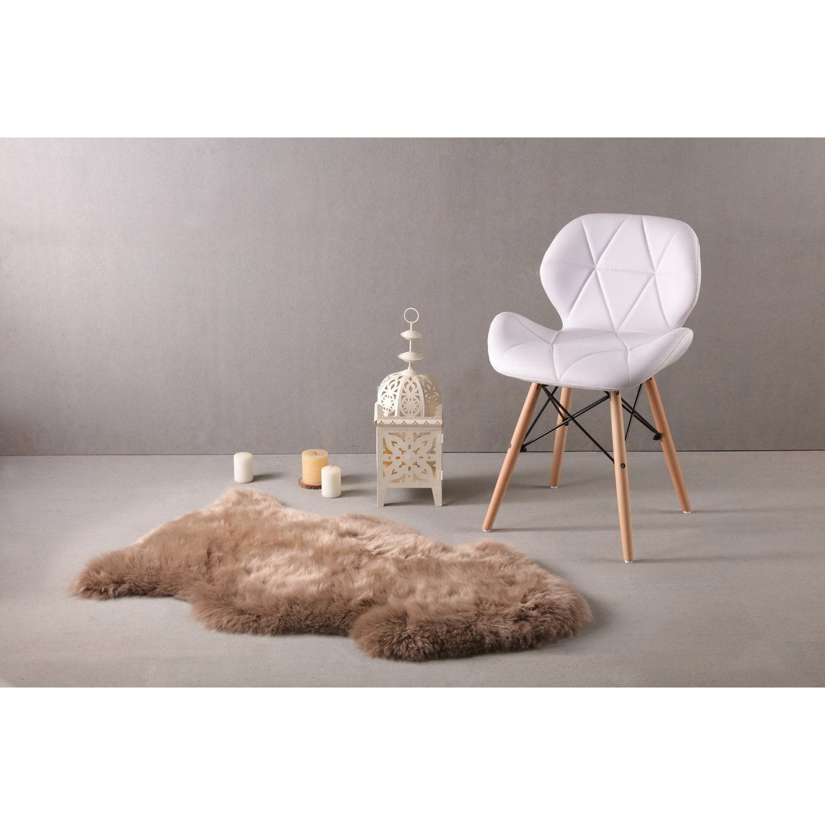 Long Wool Sheepskin Rug Single Taupe 3