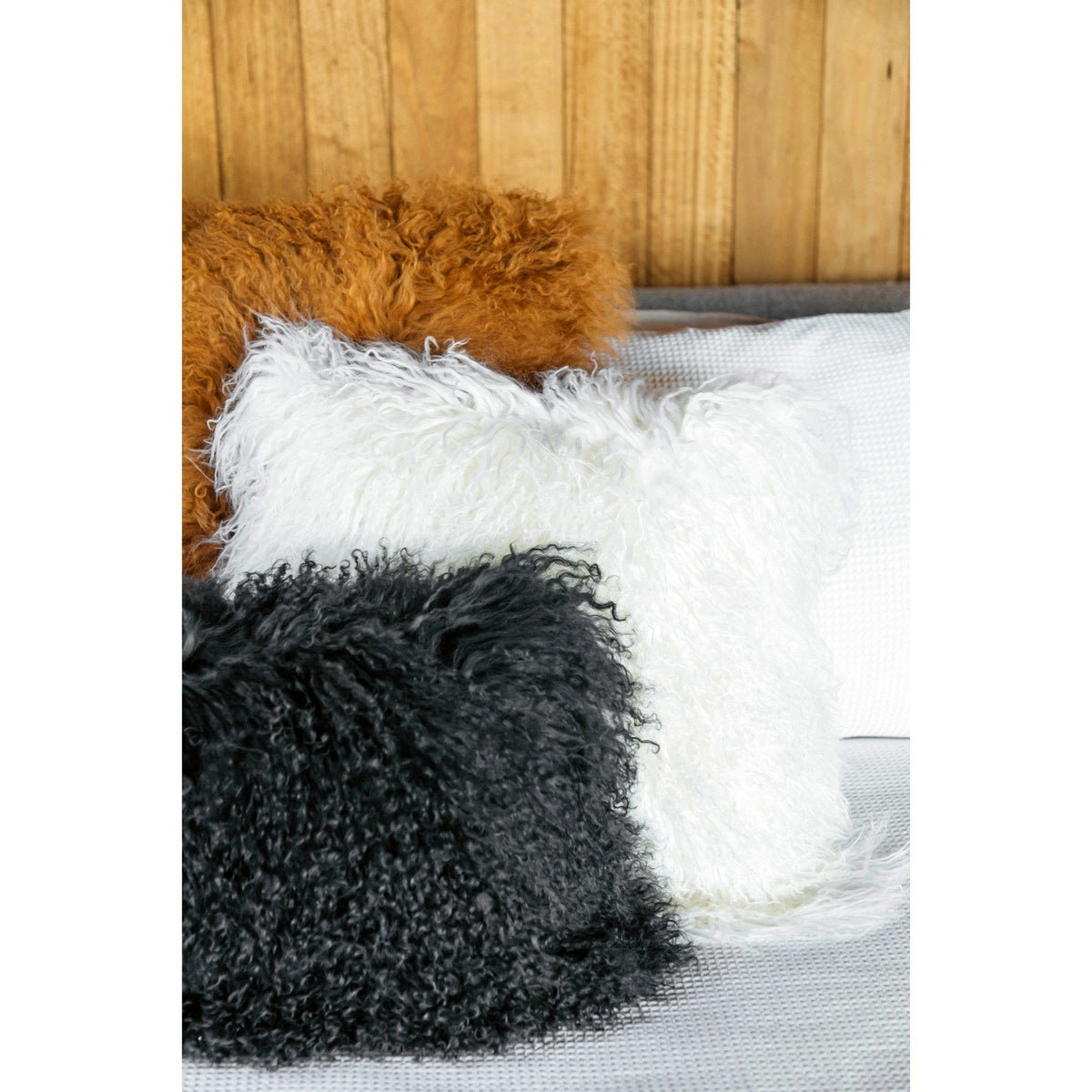 Longwool Tibetan Lamb Cushion Tibetan Sheepskin Ivory 4