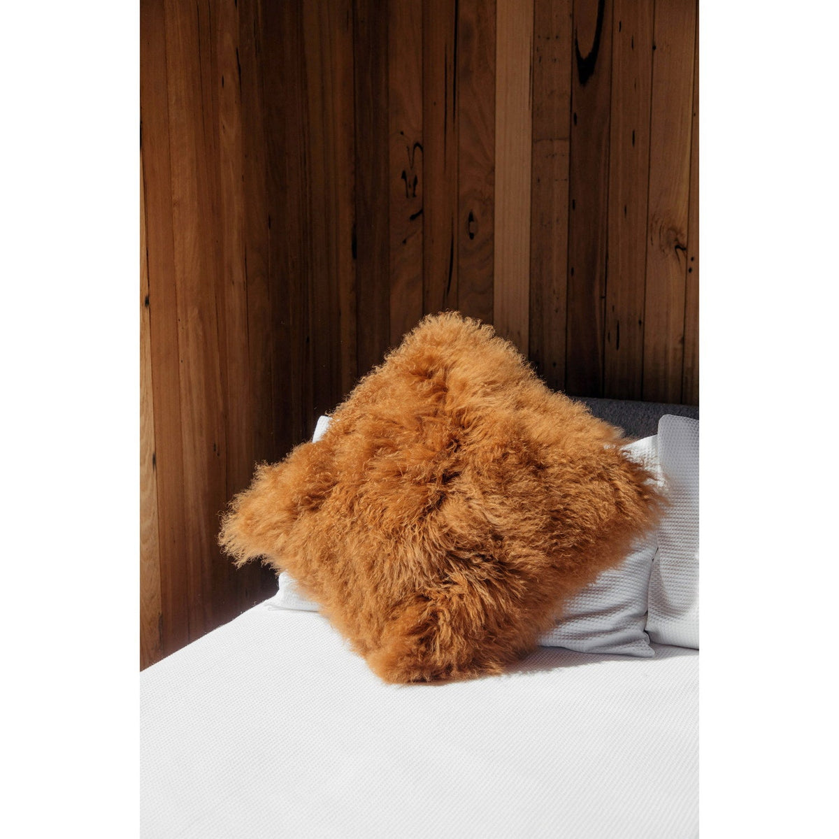 Longwool Tibetan Lamb Cushion Tibetan Sheepskin Cashew 4