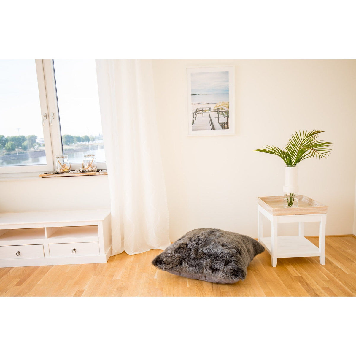 Longwool Sheepskin Cushion Steel 4