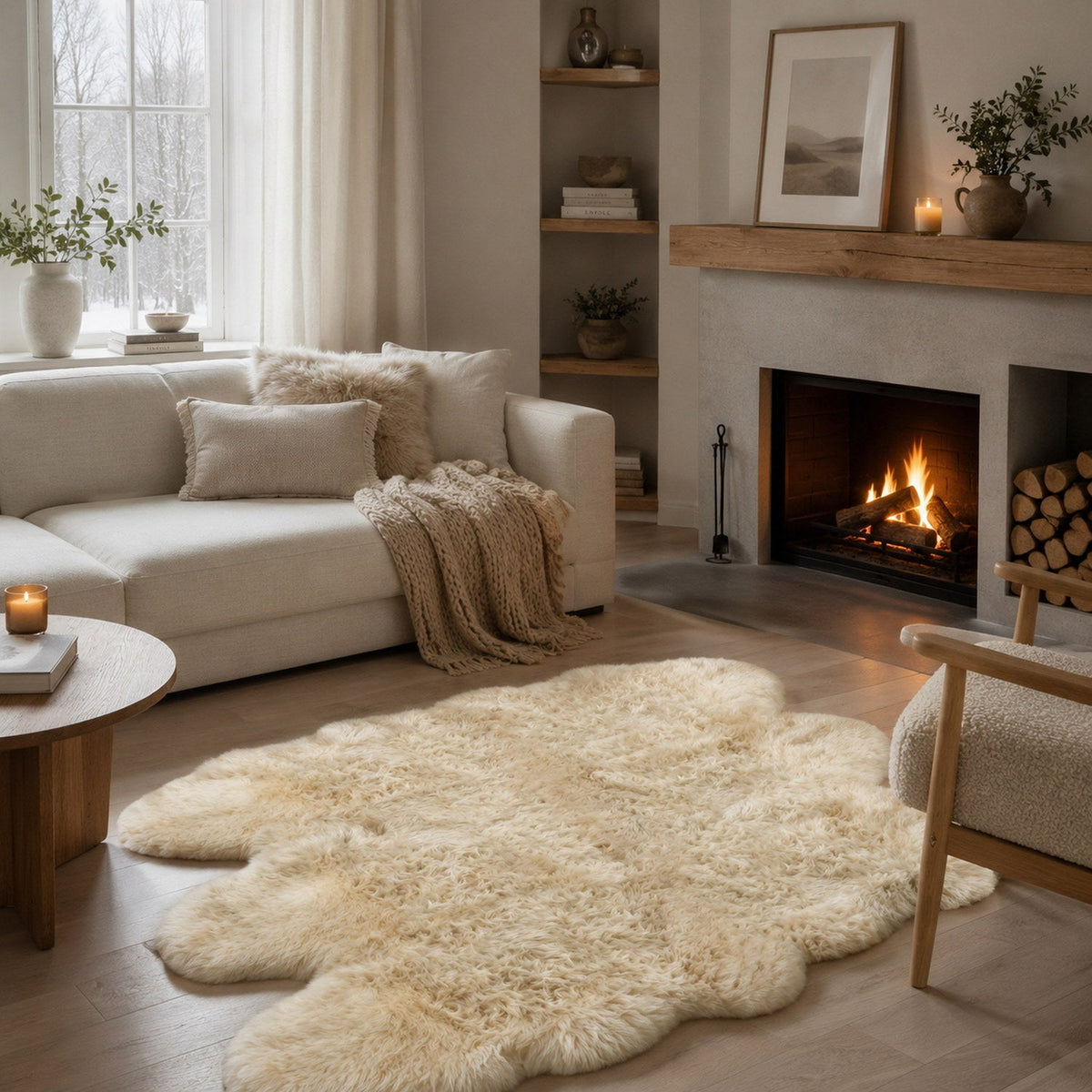 Long Wool Sheepskin Rug Sexto Bisque 2
