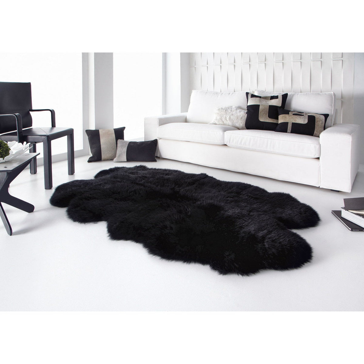 Long Wool Sheepskin Rug Quarto Black 2