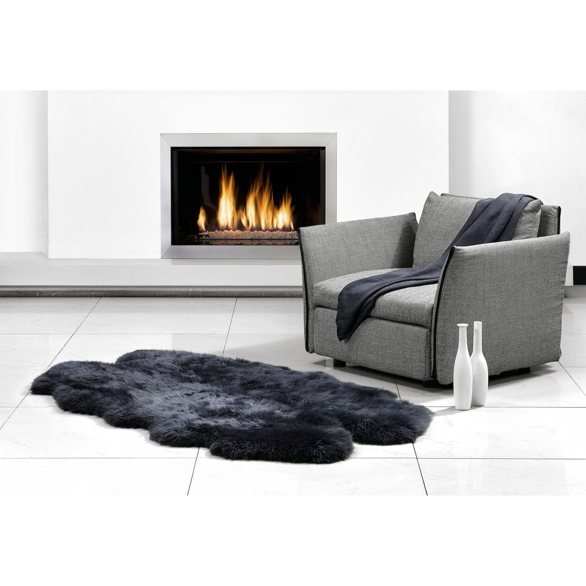 Long Wool Sheepskin Rug Quarto Steel 2