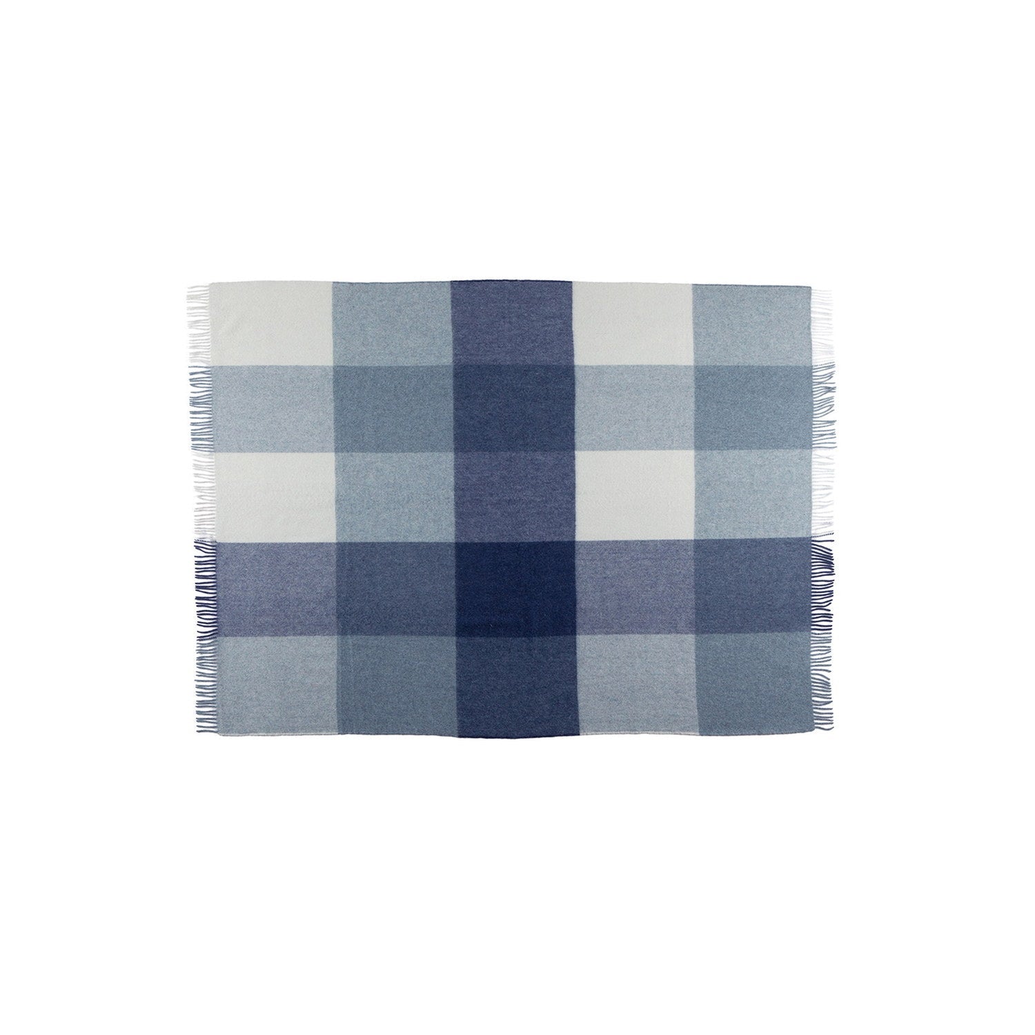 Recycled Wool And Alpaca Hattavik And Plaid Throw Blue 2