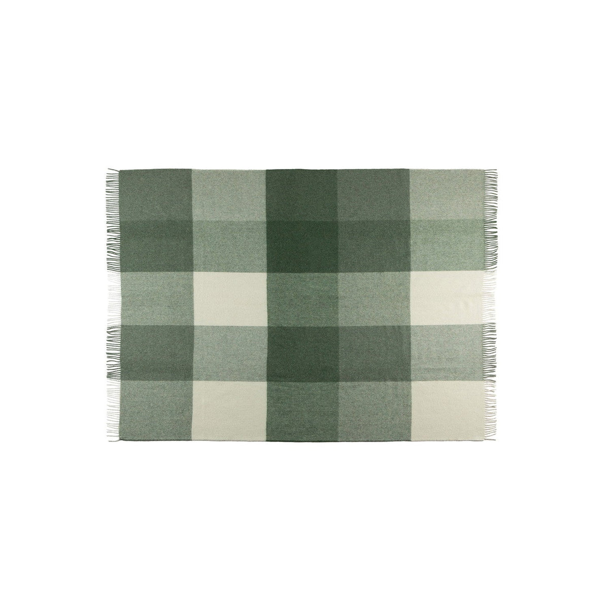 Recycled Wool And Alpaca Hattavik And Plaid Throw Green 2