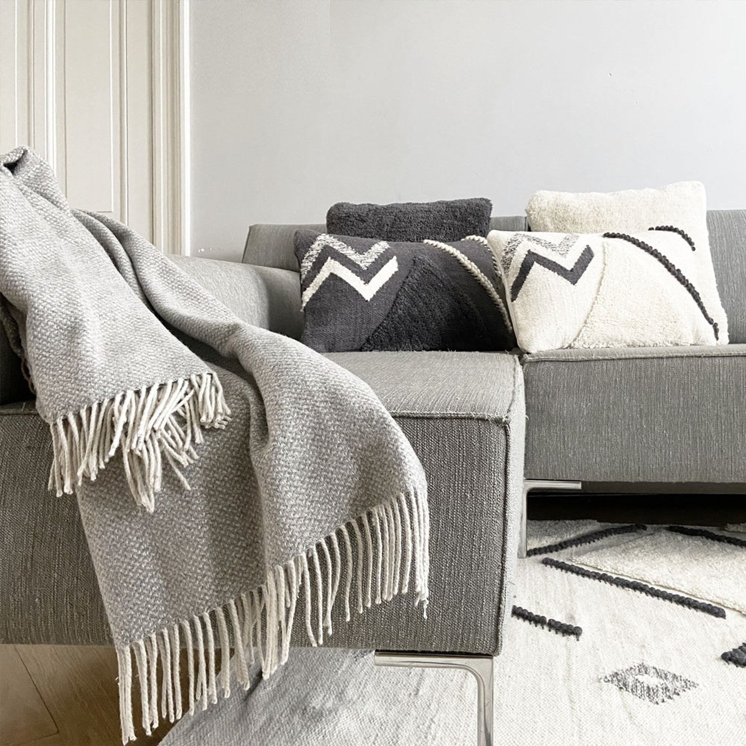 Wool Blend Telluride Throw Grey 3