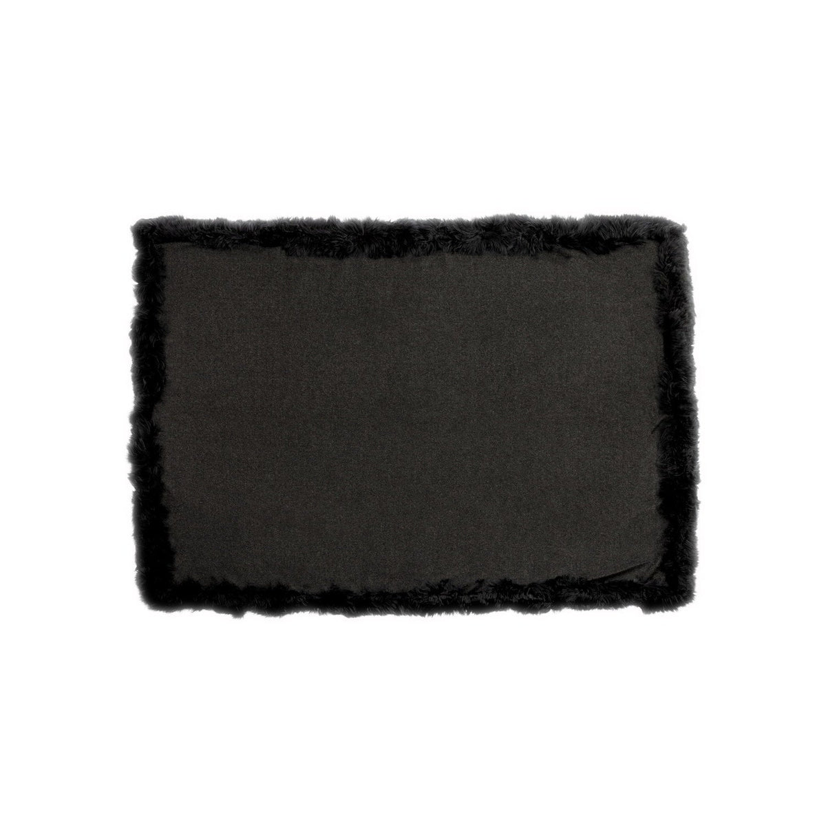Baby Alpaca Woven Throw W/ Alpaca Fur Trim Charcoal 2