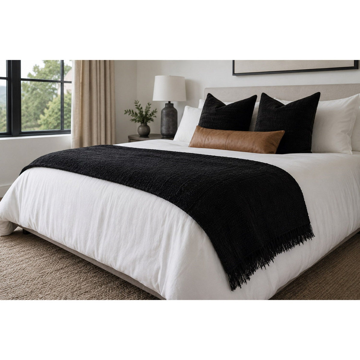 Clara Alpaca Nylon Blend Throw Black 2