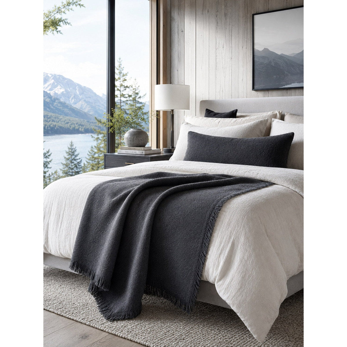 Clara Alpaca Nylon Blend Throw Grey 2