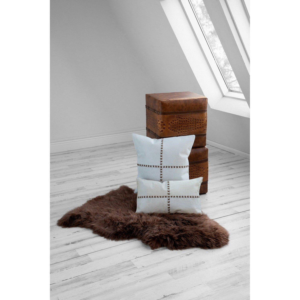 Cowhide Cushion Giselle Ivory 2