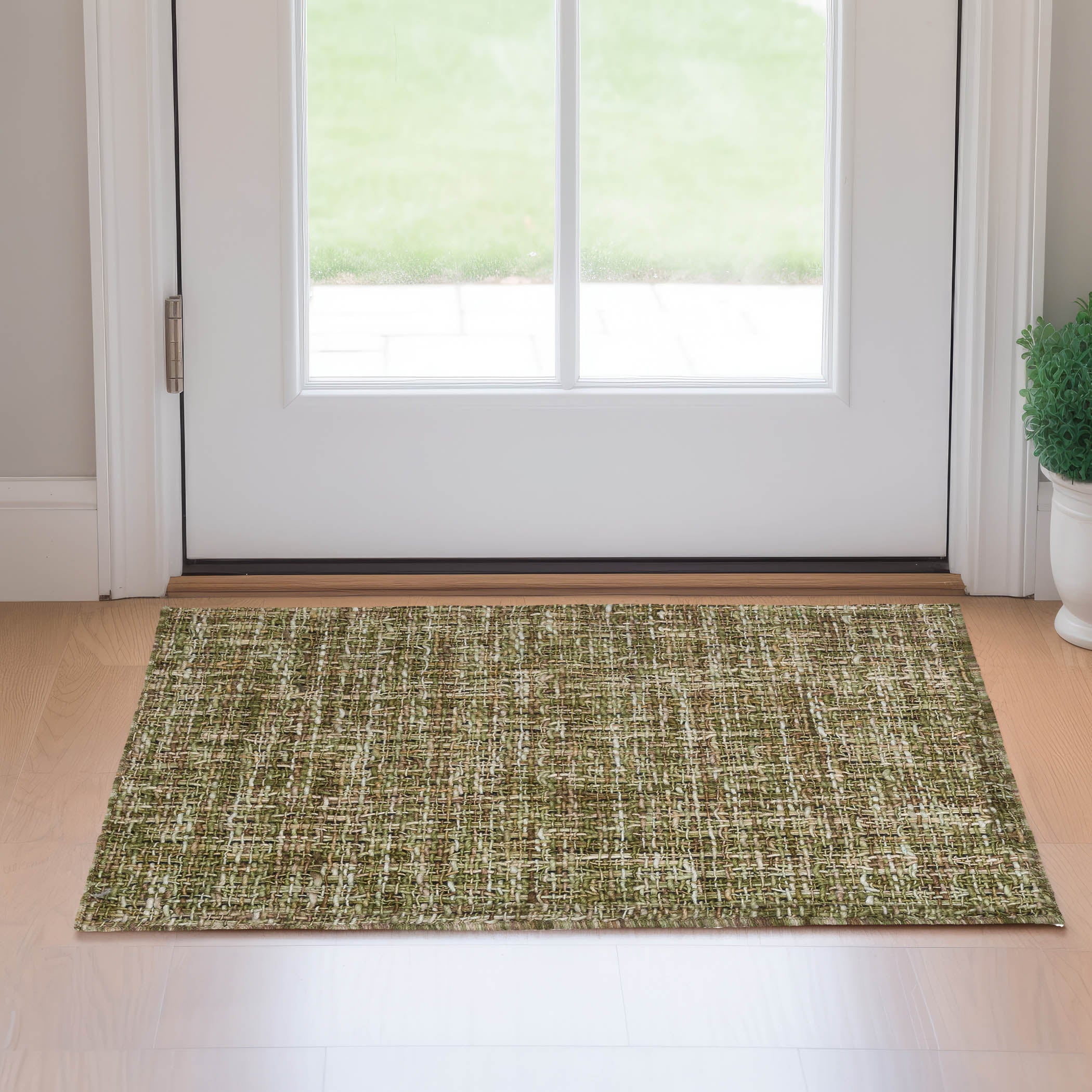 Casual AZ1 Green Wool Rug 2' x 3' #shape_Rectangle