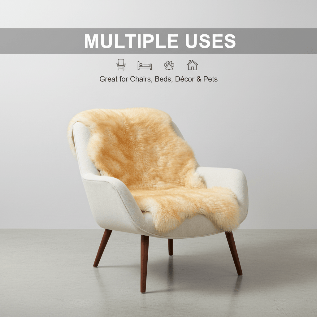 Natural Brown Tips Sheepskin Rug Shearling Fur Pelt - Ethically Sourced - Oeko Tex Certified