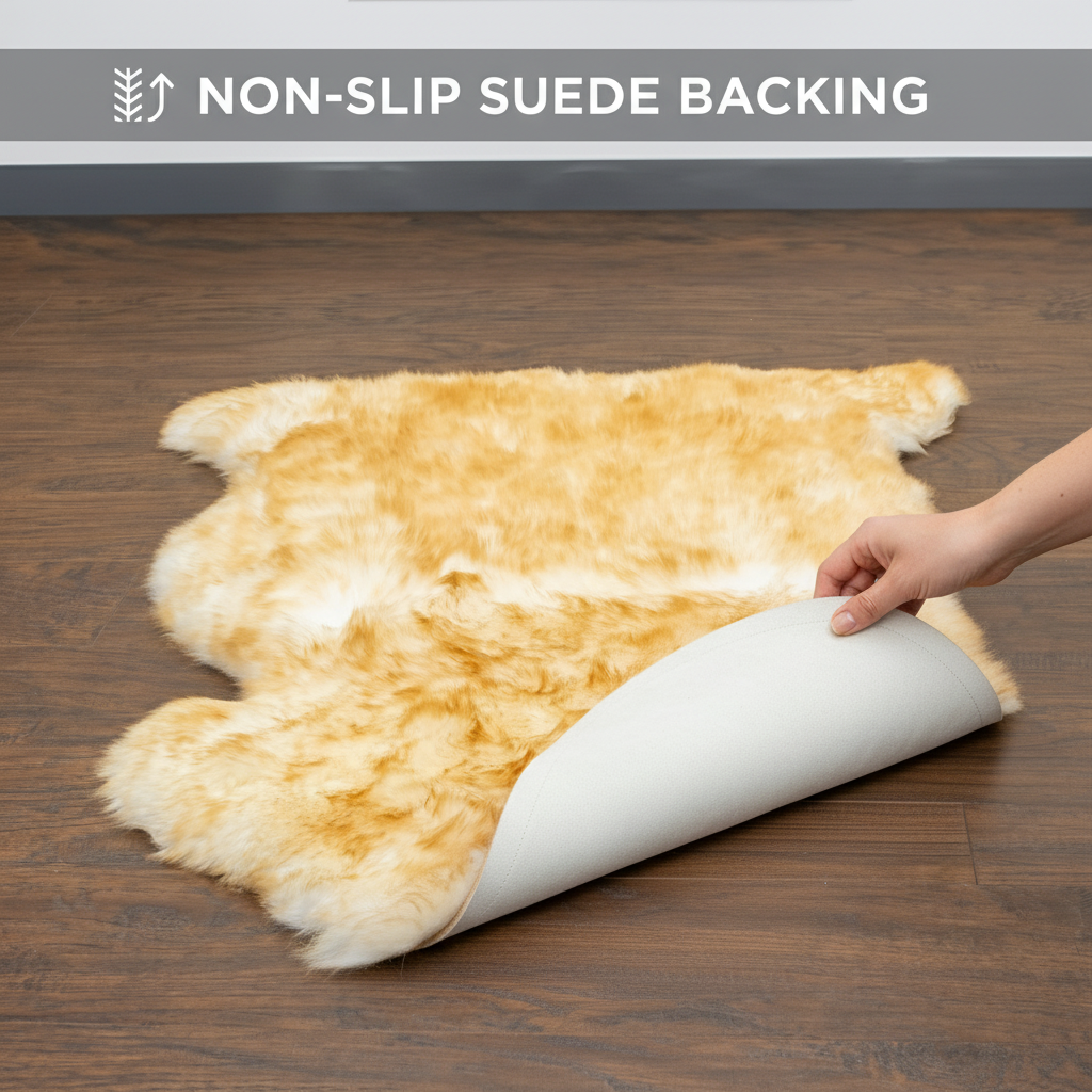 Natural Brown Tips Sheepskin Rug Shearling Fur Pelt - Ethically Sourced - Oeko Tex Certified