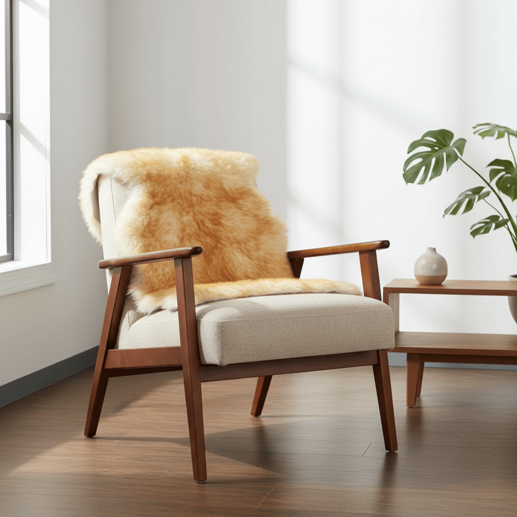 Natural Brown Tips Sheepskin Rug Shearling Fur Pelt - Ethically Sourced - Oeko Tex Certified