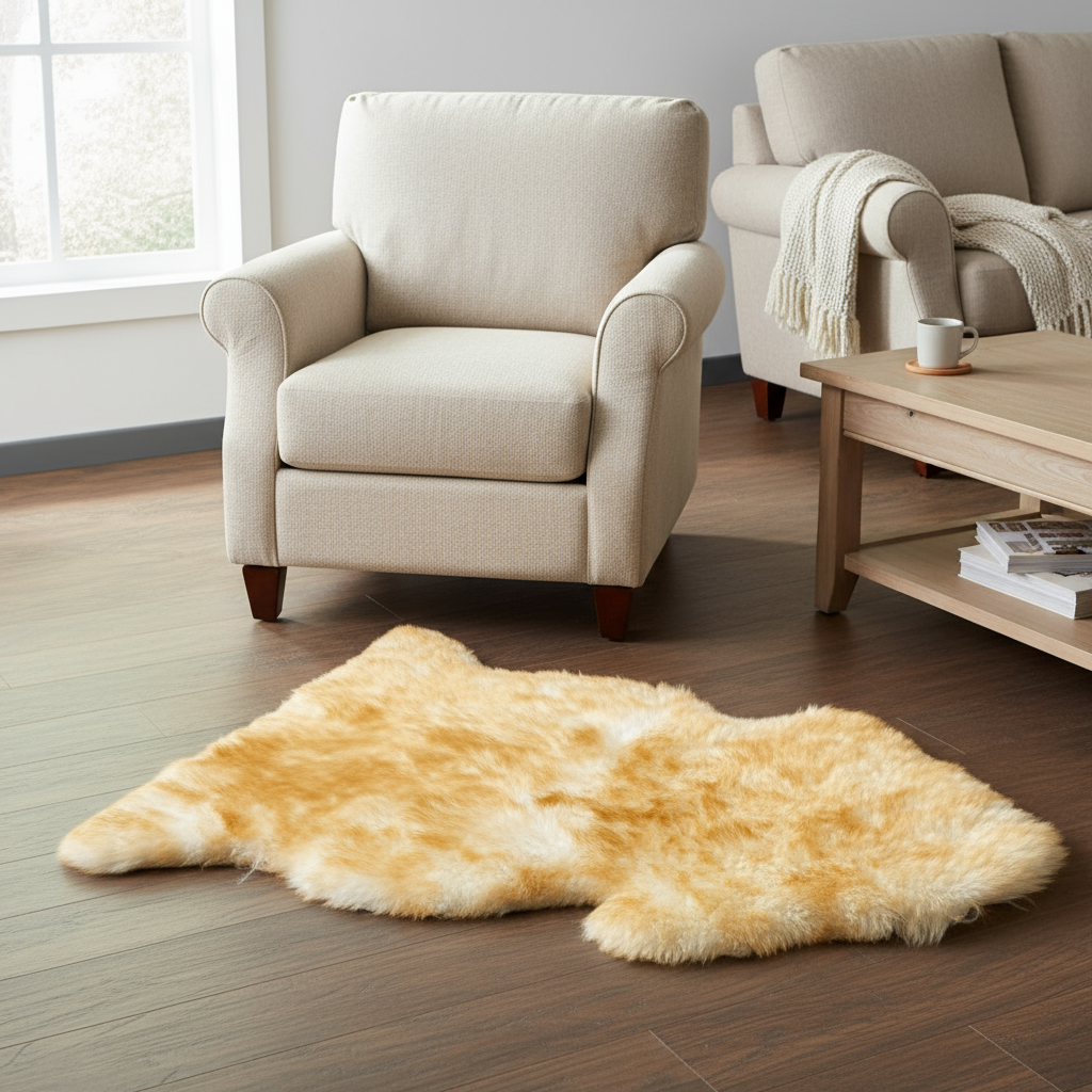 Natural Brown Tips Sheepskin Rug Shearling Fur Pelt - Ethically Sourced - Oeko Tex Certified