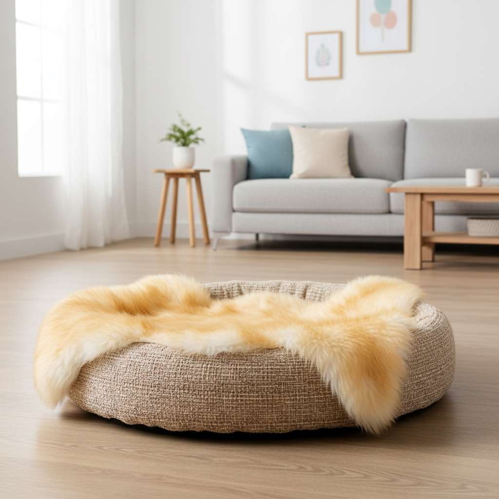Natural Brown Tips Sheepskin Rug Shearling Fur Pelt - Ethically Sourced - Oeko Tex Certified