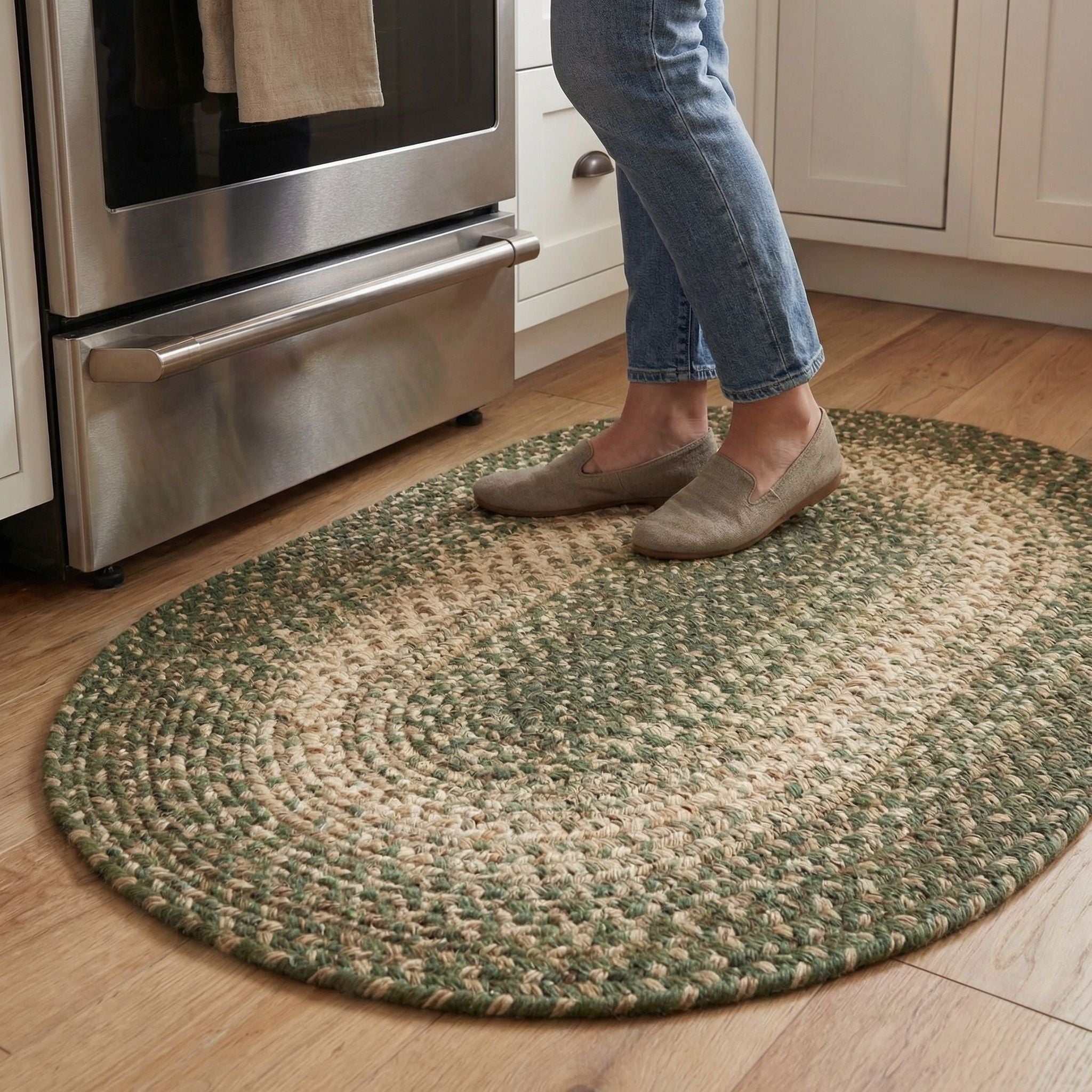 Ridgewood Forest Green Braided Rug – Made in the USA