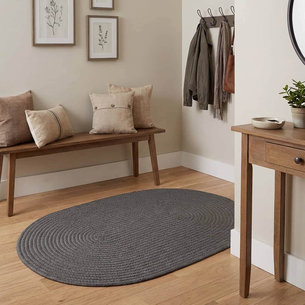 Gray Braided Rug - Reversible Solid - Indoor Outdoor Kitchen Rug