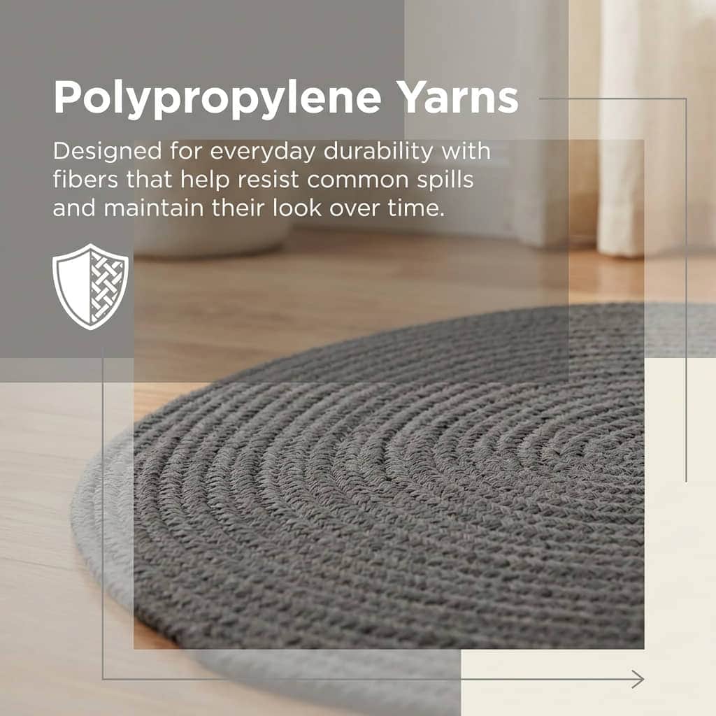 Gray Braided Rug - Reversible Solid - Indoor Outdoor Kitchen Rug
