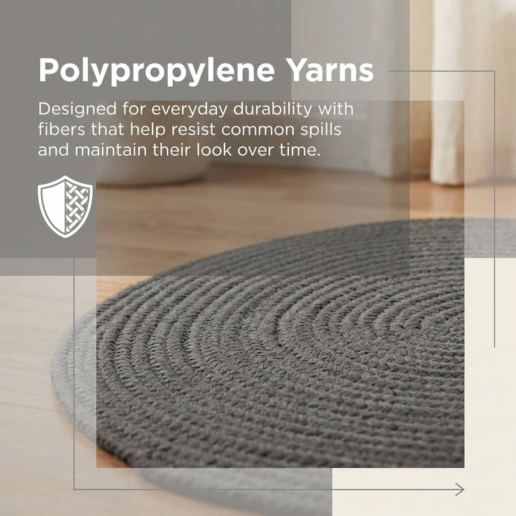 Gray Braided Rug - Reversible Solid Constrution - Indoor Outdoor