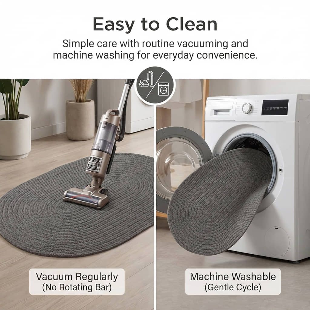 Gray Braided Rug - Reversible Solid Constrution - Indoor Outdoor