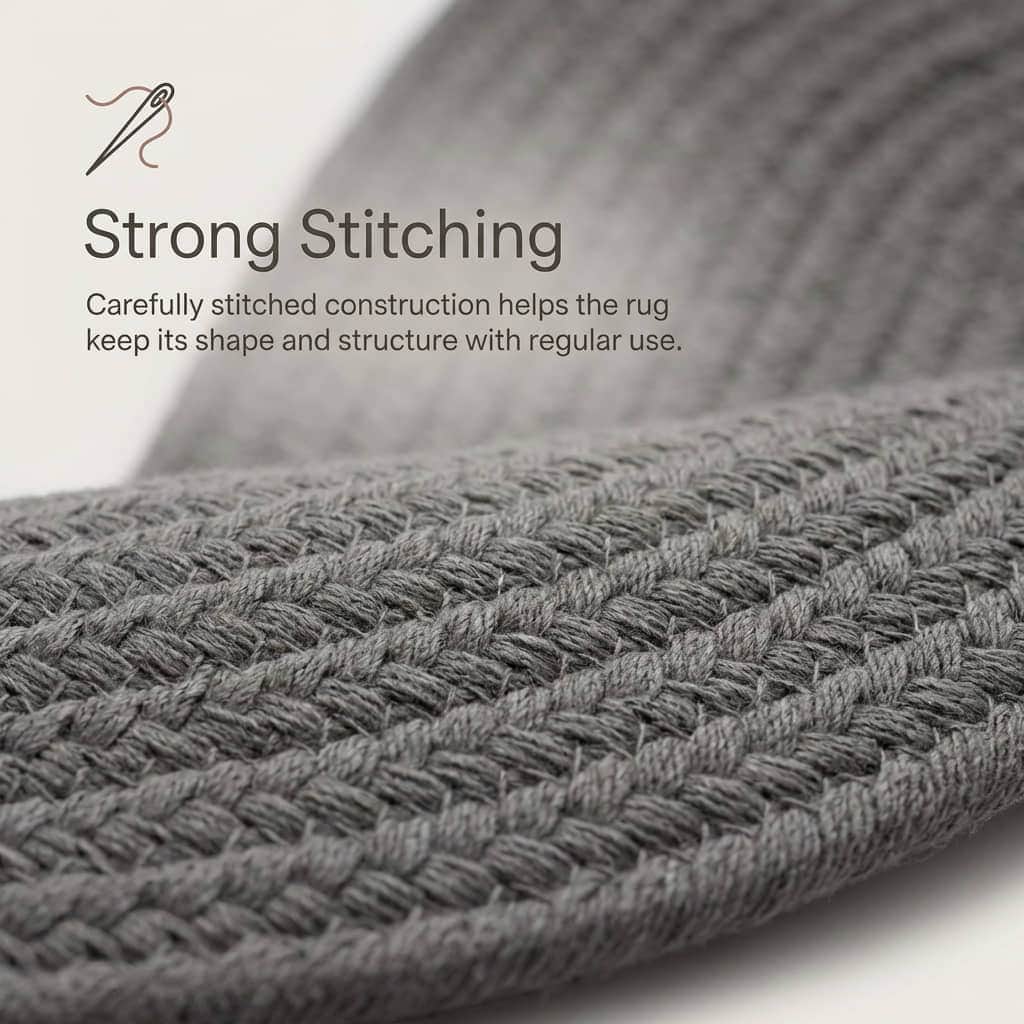 Gray Braided Rug - Reversible Solid - Indoor Outdoor Kitchen Rug