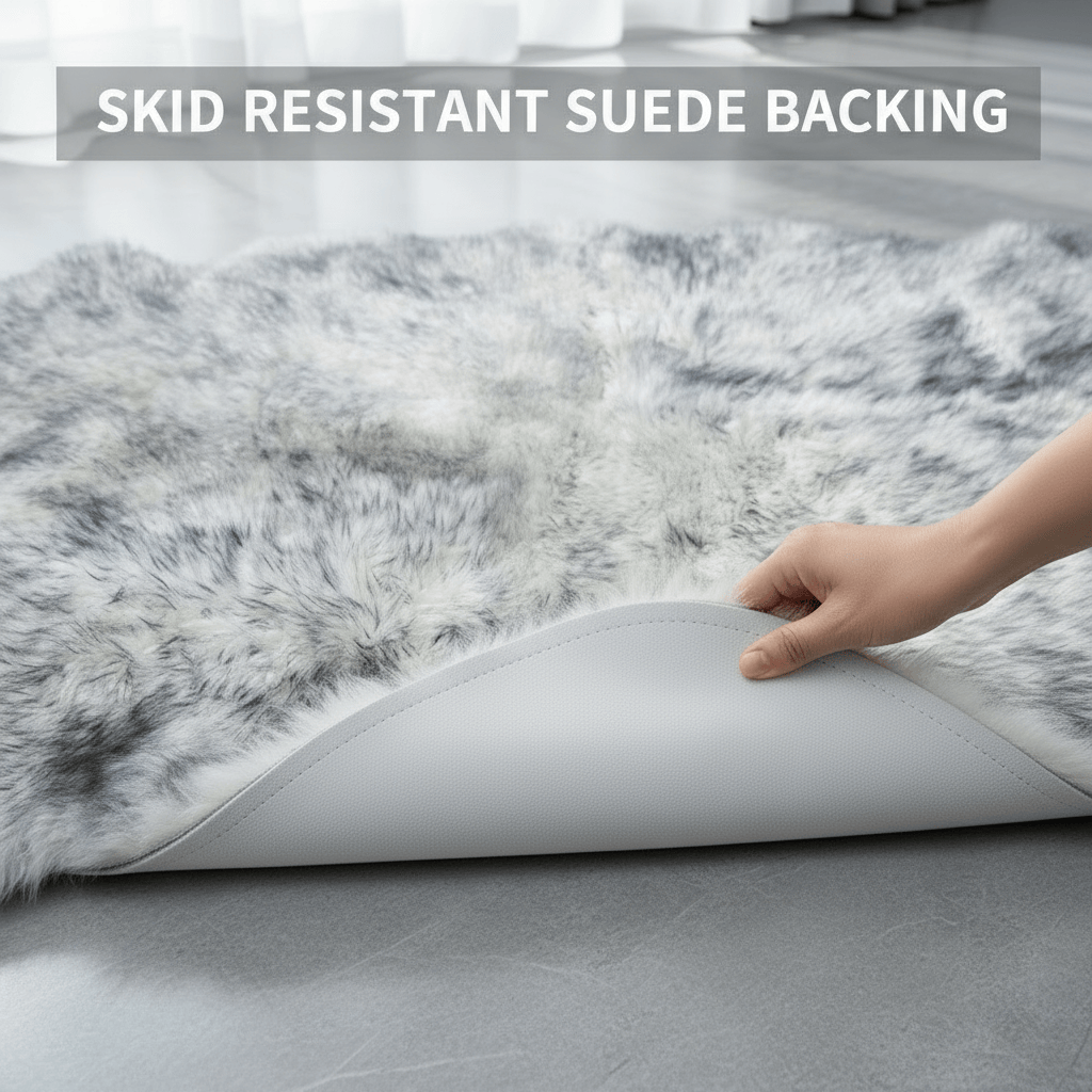 Natural Gray Tips Sheepskin Rug Shearling Fur Pelt - Ethically Sourced - Oeko Tex Certified