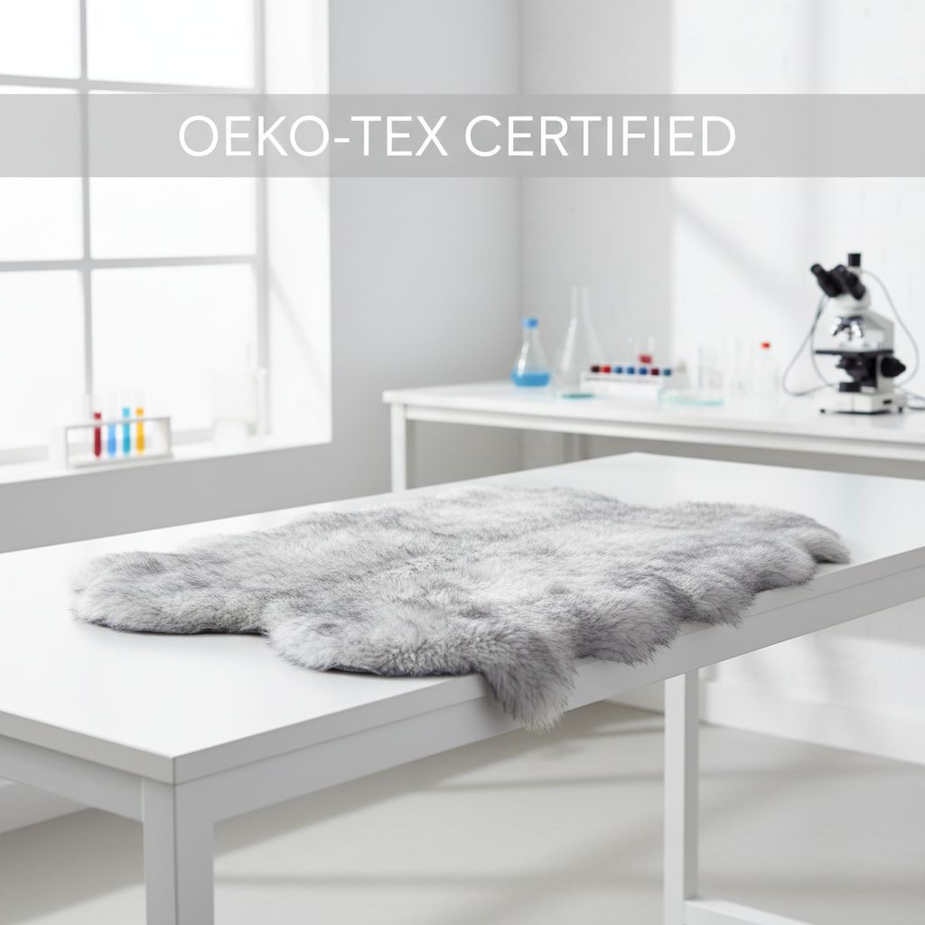 Natural Gray Tips Sheepskin Rug Shearling Fur Pelt - Ethically Sourced - Oeko Tex Certified