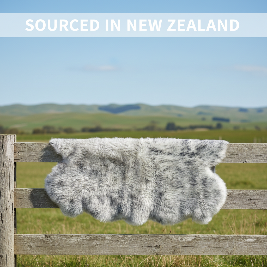 Natural Gray Tips Sheepskin Rug Shearling Fur Pelt - Ethically Sourced - Oeko Tex Certified