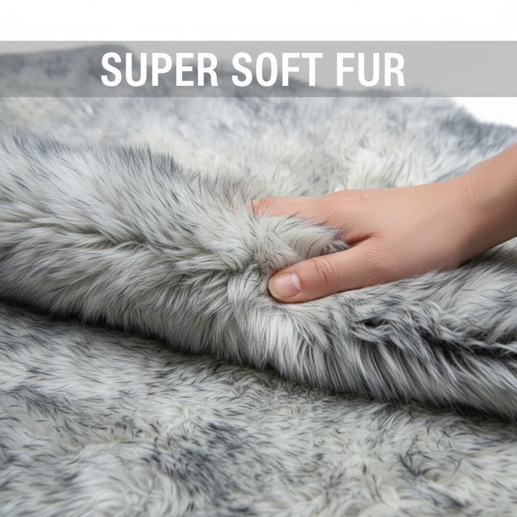 Natural Gray Tips Sheepskin Rug Shearling Fur Pelt - Ethically Sourced - Oeko Tex Certified