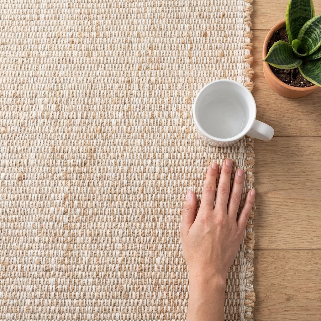 Terra Handwoven Boho Jute and Cotton Rug | Natural