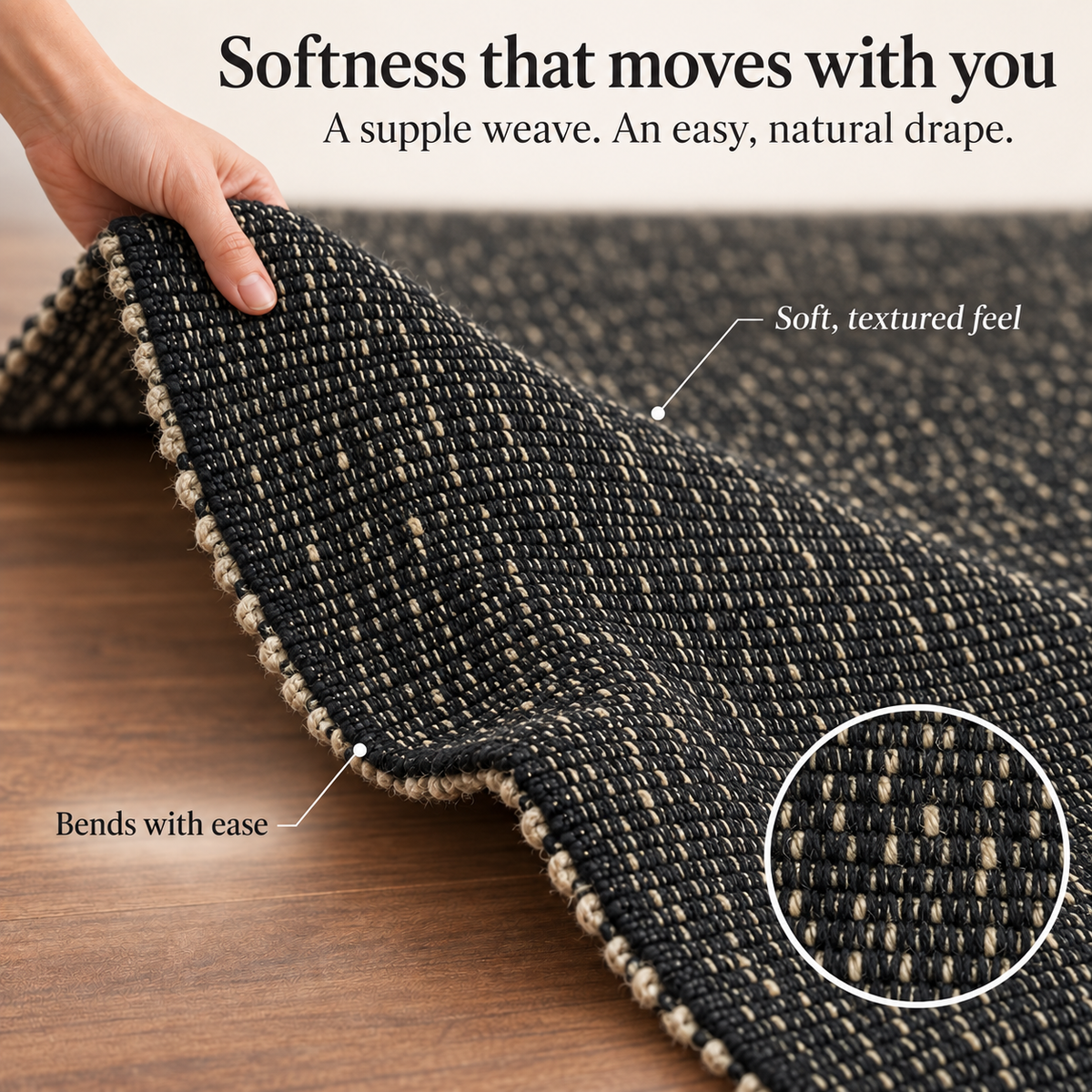Terra Black Jute & Cotton Rug