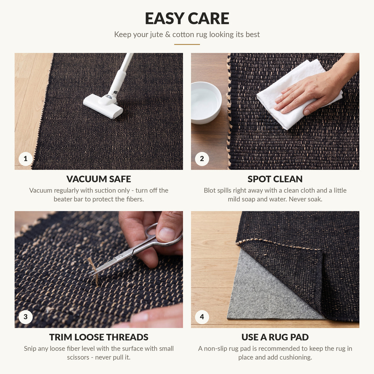 Terra Black Jute & Cotton Rug
