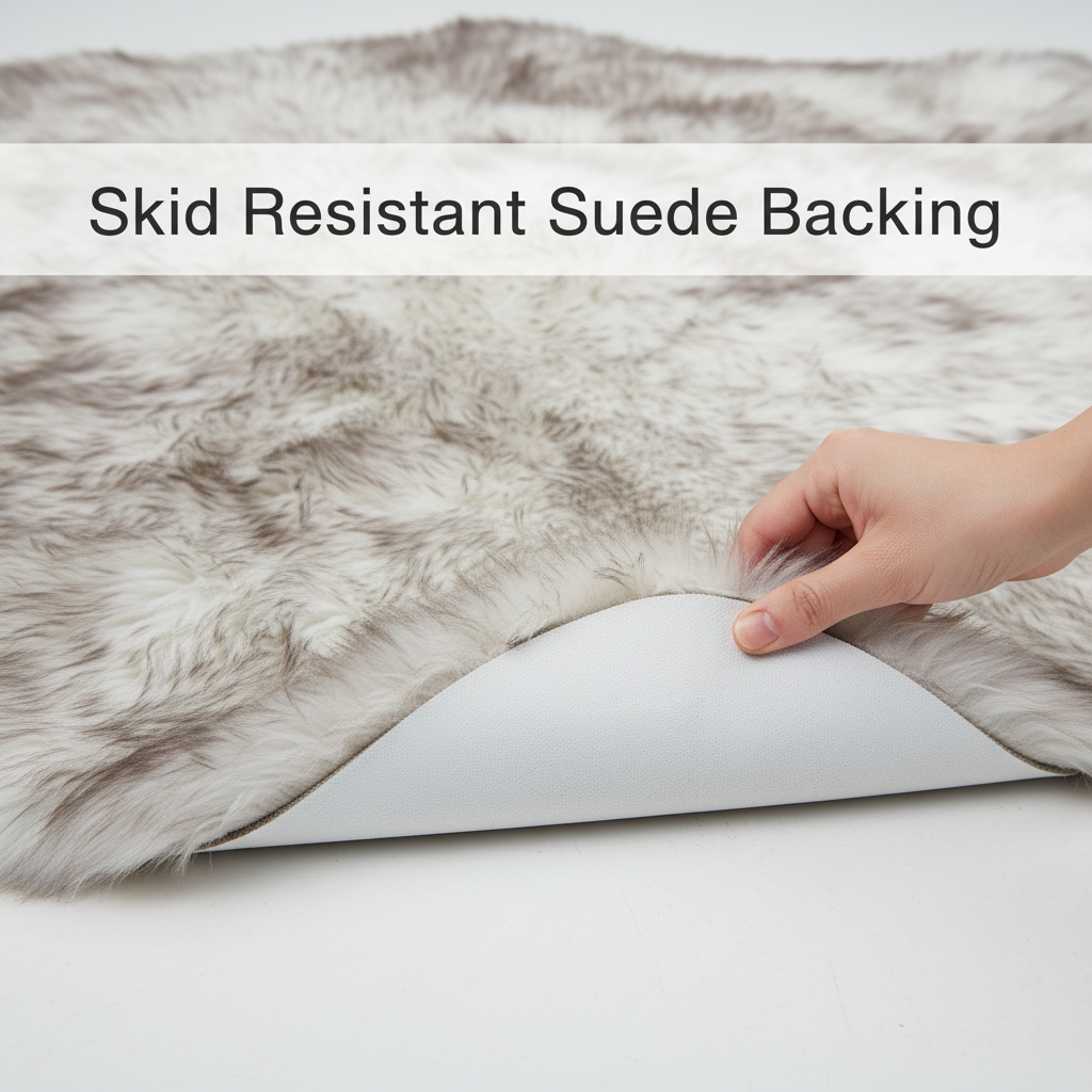 Natural Wolf Tips Sheepskin Rug Shearling Fur Pelt - Ethically Sourced - Oeko Tex Certified