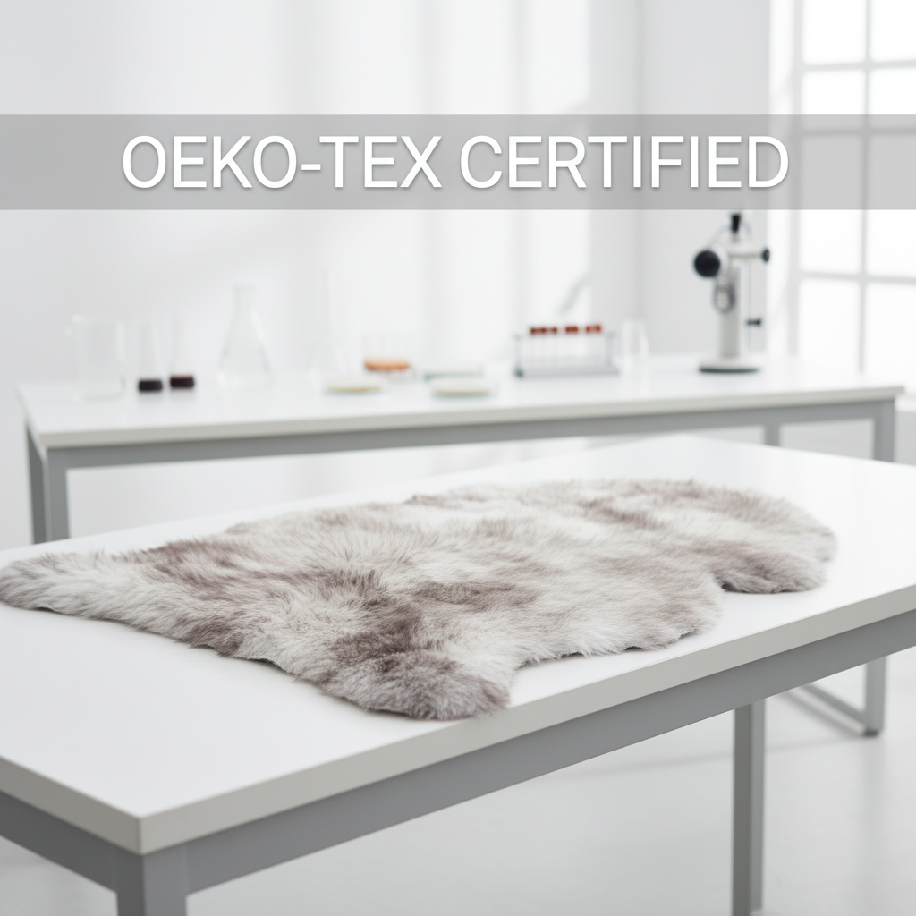 Natural Wolf Tips Sheepskin Rug Shearling Fur Pelt - Ethically Sourced - Oeko Tex Certified