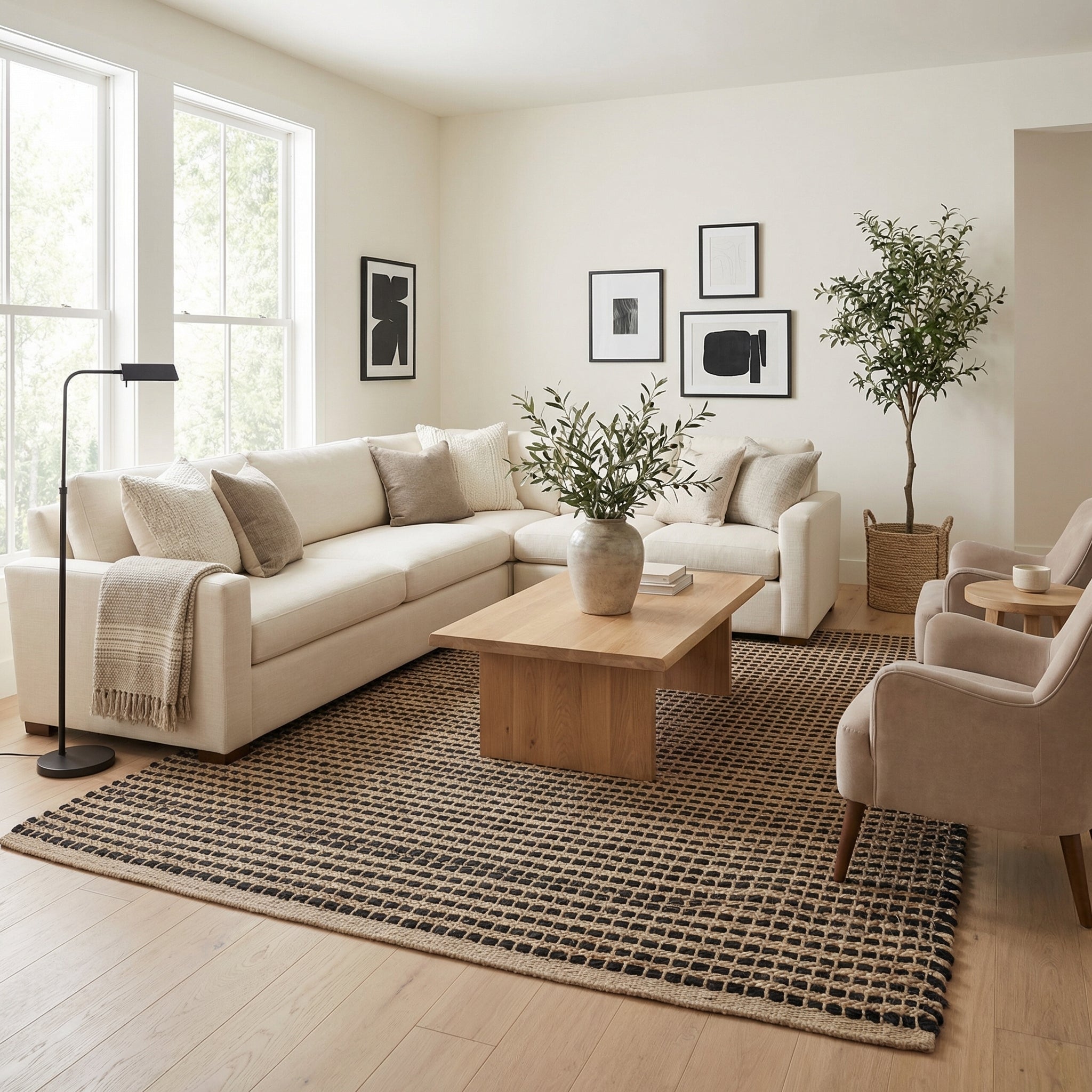 Black Jute & Chindi Woven Rug – Reversible Grid Farmhouse Area Rug | Terra Collection