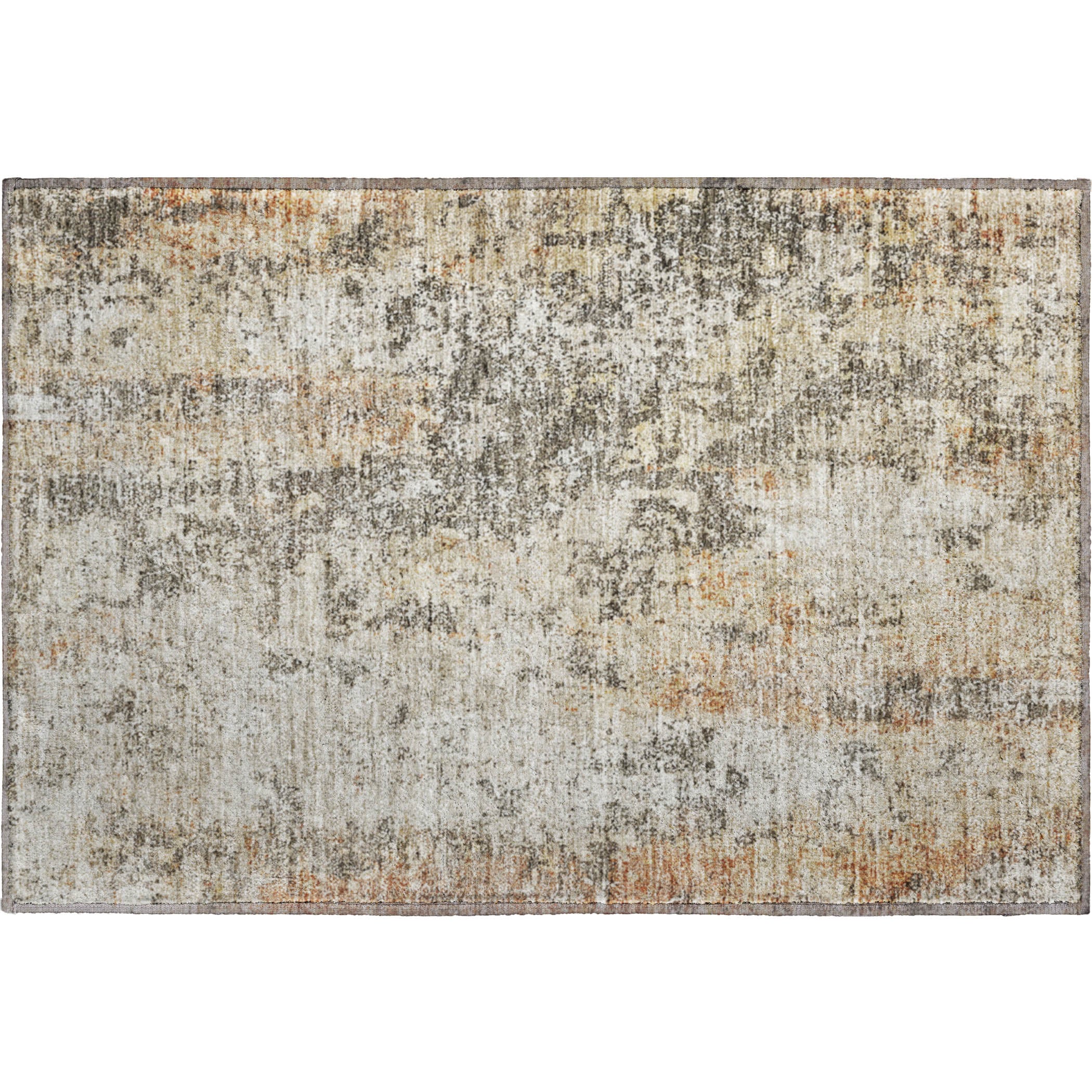 Luxury Washable Indoor/Outdoor Transitional BC5 Terracotta Orange Rug 1'8" x 2'6" #shape_Rectangle