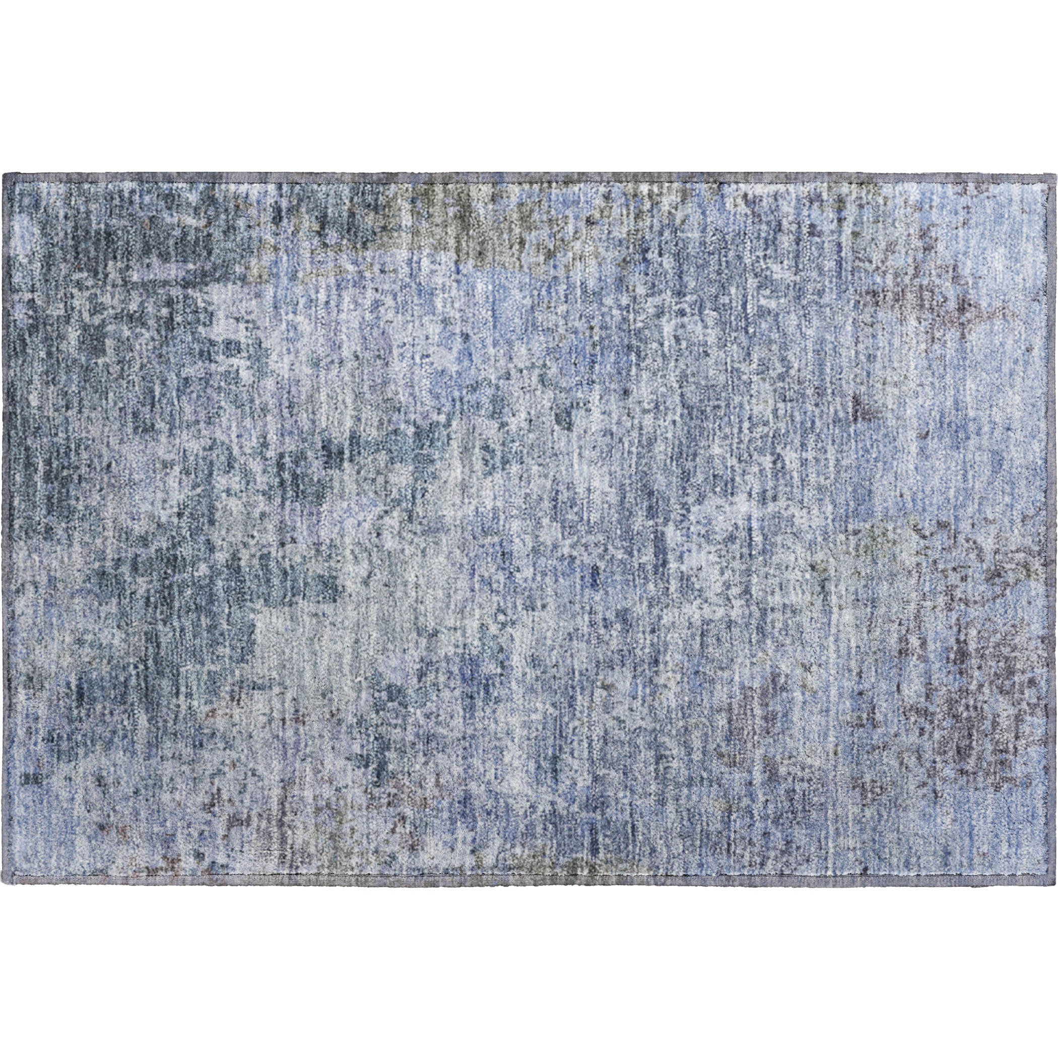 Luxury Washable Indoor/Outdoor Transitional BC6 Blue Rug 1'8" x 2'6" #shape_Rectangle